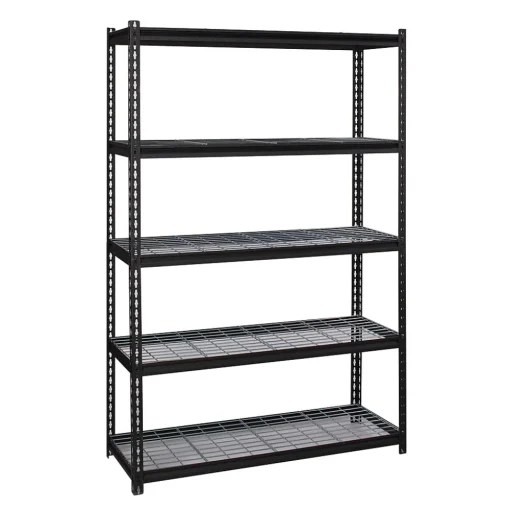 Iron Horse Shelving<2300 lb. Wire Rivet Series 5-Shelf Metal/Wire Deck Shelving Unit, 48"W, Black (22131)