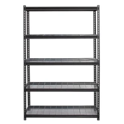 Iron Horse Shelving<2300 lb. Wire Rivet Series 5-Shelf Metal/Wire Deck Shelving Unit, 48"W, Black (22131)