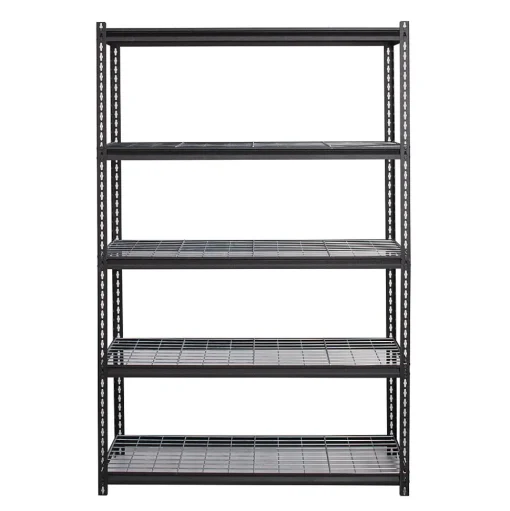 Iron Horse Shelving<2300 lb. Wire Rivet Series 5-Shelf Metal/Wire Deck Shelving Unit, 48"W, Black (22131)