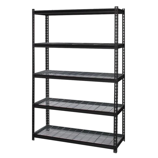 Iron Horse Shelving<2300 lb. Wire Rivet Series 5-Shelf Metal/Wire Deck Shelving Unit, 48"W, Black (22131)