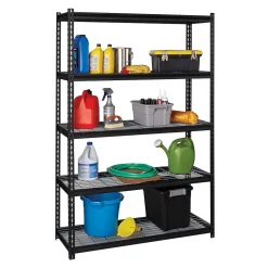 Iron Horse Shelving<2300 lb. Wire Rivet Series 5-Shelf Metal/Wire Deck Shelving Unit, 48"W, Black (22131)