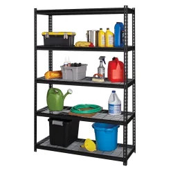 Iron Horse Shelving<2300 lb. Wire Rivet Series 5-Shelf Metal/Wire Deck Shelving Unit, 48"W, Black (22131)