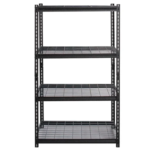 Iron Horse Shelving<2300 lb. Wire Rivet Series 4-Shelf Metal/Wire Deck Shelving Unit, 36"W, Black (22129)