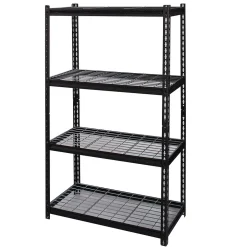 Iron Horse Shelving<2300 lb. Wire Rivet Series 4-Shelf Metal/Wire Deck Shelving Unit, 36"W, Black (22129)