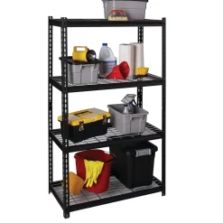 Iron Horse Shelving<2300 lb. Wire Rivet Series 4-Shelf Metal/Wire Deck Shelving Unit, 36"W, Black (22129)