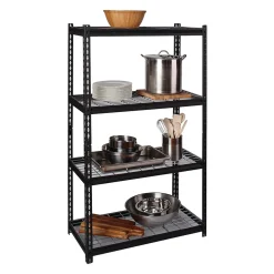 Iron Horse Shelving<2300 lb. Wire Rivet Series 4-Shelf Metal/Wire Deck Shelving Unit, 36"W, Black (22129)