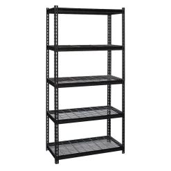 Iron Horse Shelving<2300 lb. Wire Rivet Series 5-Shelf Metal/Wire Deck Shelving Unit, 36"W, Black (22130)