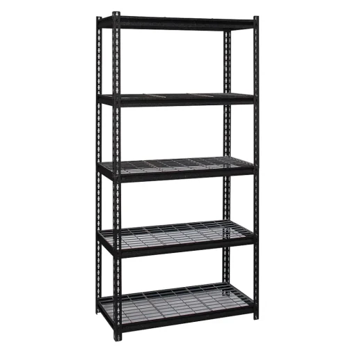 Iron Horse Shelving<2300 lb. Wire Rivet Series 5-Shelf Metal/Wire Deck Shelving Unit, 36"W, Black (22130)