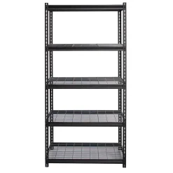 Iron Horse Shelving<2300 lb. Wire Rivet Series 5-Shelf Metal/Wire Deck Shelving Unit, 36"W, Black (22130)