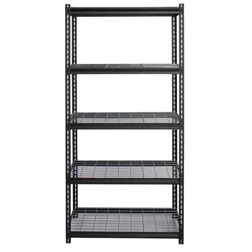Iron Horse Shelving<2300 lb. Wire Rivet Series 5-Shelf Metal/Wire Deck Shelving Unit, 36"W, Black (22130)