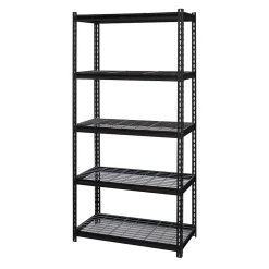 Iron Horse Shelving<2300 lb. Wire Rivet Series 5-Shelf Metal/Wire Deck Shelving Unit, 36"W, Black (22130)