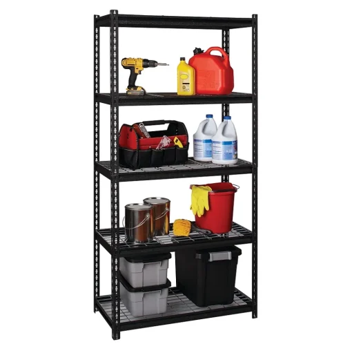 Iron Horse Shelving<2300 lb. Wire Rivet Series 5-Shelf Metal/Wire Deck Shelving Unit, 36"W, Black (22130)