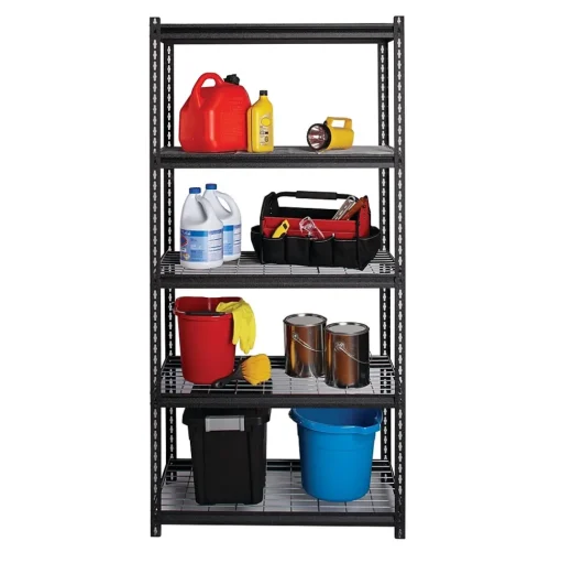 Iron Horse Shelving<2300 lb. Wire Rivet Series 5-Shelf Metal/Wire Deck Shelving Unit, 36"W, Black (22130)