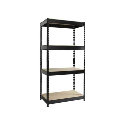 Iron Horse Shelving<Rivet Series 4-Shelf Metal Unit, 30"W, Black (17125)