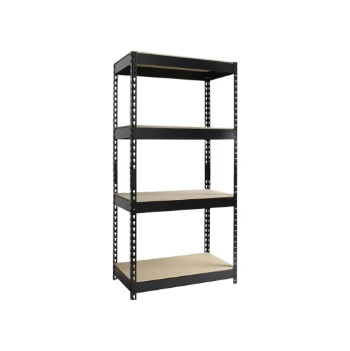Iron Horse Shelving<Rivet Series 4-Shelf Metal Unit, 30"W, Black (17125)