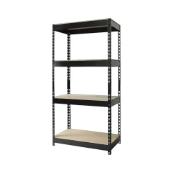 Iron Horse Shelving<Rivet Series 4-Shelf Metal Unit, 30"W, Black (17125)