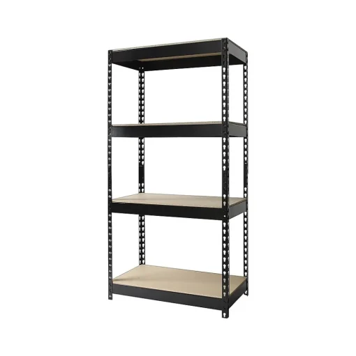 Iron Horse Shelving<Rivet Series 4-Shelf Metal Unit, 30"W, Black (17125)
