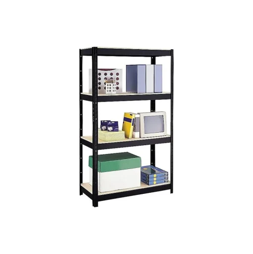Iron Horse Shelving<Rivet Series 4-Shelf Metal Unit, 30"W, Black (17125)