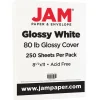 JAM Paper Card Stock<80 lb. Cardstock Paper, 8.5" x 11", White Glossy, 250 Sheets/Pack (1034702)