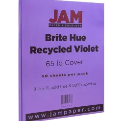 JAM Paper Card Stock<65 lb. Cardstock Paper, 8.5" x 11", Violet Purple, 50 Sheets/Pack (102426)