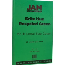 JAM Paper Card Stock<65 lb. Cardstock Paper, 8.5" x 14", Green, 50 Sheets/Pack (16730936)