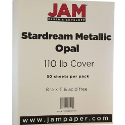 JAM Paper Card Stock<110 lb. Cardstock Paper, 8.5" x 11", Opal Ivory Stardream, 50 Sheets/Pack (173SD8511OP285)