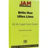 JAM Paper Card Stock<65 lb. Cardstock Paper, 8.5" x 14", Ultra Lime Green, 50 Sheets/Pack (16730929)