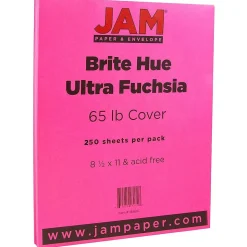 JAM Paper Card Stock<65 lb. Cardstock Paper, 8.5" x 11", Ultra Fuchsia Pink, 250 Sheets/Ream (184851B)
