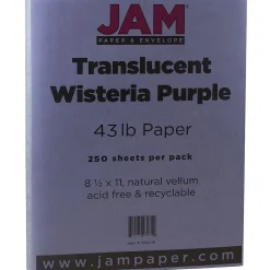JAM Paper Card Stock<43 lb. Cardstock Paper, 8.5" x 11", Wisteria Purple, 250 Sheets/Ream (1592216B)