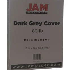 JAM Paper Card Stock<80 lb. Cardstock Paper, 8.5" x 11", Dark Gray, 250 Sheets/Ream (26396471B)