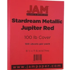 JAM Paper Card Stock<110 lb. Cardstock Paper, 8.5" x 11", Jupiter Red Stardream, 50 Sheets/Pack (173SD8511JU285)