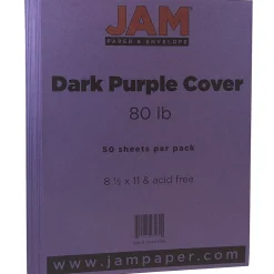 JAM Paper Card Stock<80 lb. Cardstock Paper, 8.5" x 11", Dark Purple, 50 Sheets/Pack (364412786)