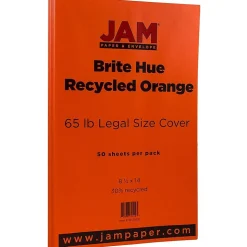 JAM Paper Card Stock<65 lb. Cardstock Paper, 8.5" x 14", Orange Brite Hue, 50 Sheets/Pack (16730931)