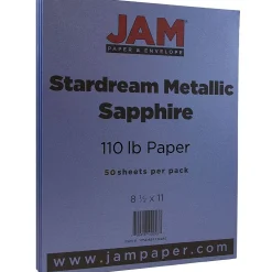 JAM Paper Card Stock<110 lb. Cardstock Paper, 8.5" x 11", Sapphire Blue Stardream, 50 Sheets/Pack (173SD8511SI285)