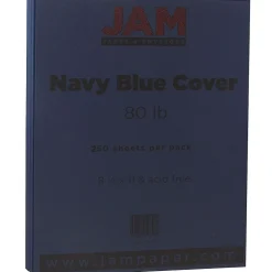JAM Paper Card Stock<80 lb. Cardstock Paper, 8.5" x 11", Navy Blue, 250 Sheets/Ream (LEBA242B)