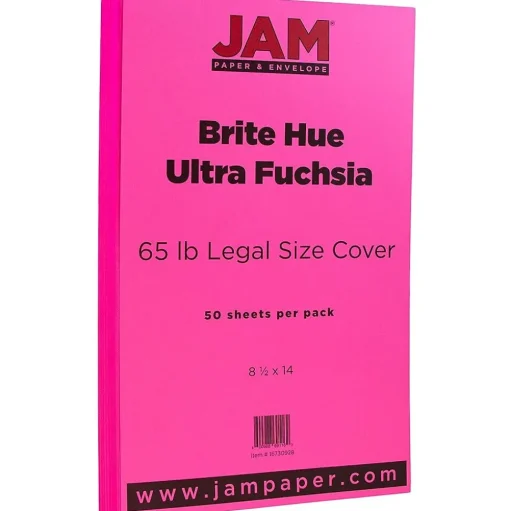 JAM Paper Card Stock<65 lb. Cardstock Paper, 8.5" x 14", Ultra Fuchsia Pink, 50 Sheets/Pack (16730928)