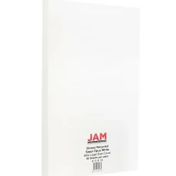 JAM Paper Card Stock<80 lb. Cardstock Paper, 8.5" x 14", Glossy White, 50 Sheets/Pack (236931271)