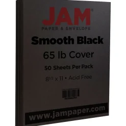 JAM Paper Card Stock<65 lb. Cardstock Paper, 8.5" x 11", Black, 50 Sheets/Pack (64431263)