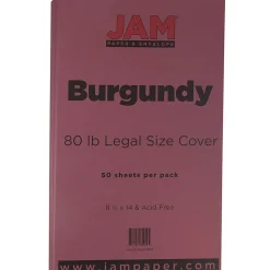 JAM Paper Card Stock<80 lb. Cardstock Paper, 8.5" x 14", Burgundy, 50 Sheets/Pack (64429495)