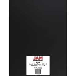 JAM Paper Card Stock<28 lb. Colored Paper, 8.5" x 11", Black, 50 Sheets/Pack (64429571)