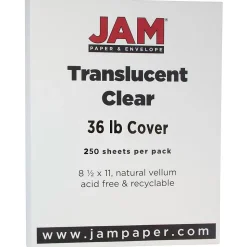 JAM Paper Card Stock<36 lb. Cover Paper, 8.5" x 11", Clear, 250 Sheets/Ream (1566B)