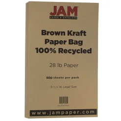JAM Paper Multipurpose Paper<8.5" x 14" Multipupose Paper, 28 lbs., Brown Kraft Paper Bag, 50 Sheets/Pack (463117506B)