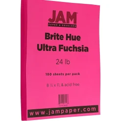 JAM Paper Multipurpose Paper<8.5" x 11" Multipurpose, 24 lbs., Ultra Fuchsia Pink, 100 Sheets/Pack (184931)