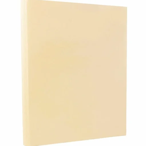 JAM Paper Card Stock<8.5" x 11" Vellum Bristol Cardstock, 67lb, Cream, 100/pack (169824G)