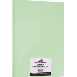 JAM Paper Card Stock<® Extra Heavy Weight 110lb Cardstock, 11 x 17 Tabloid Coverstock, Green, 50 Sheets/Pack (16932843)