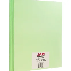 JAM Paper Card Stock<Extra Heavyweight 130 lb. Cardstock Paper, 8.5" x 11", Mint Green, 25 Sheets/Pack (296031635)