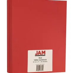 JAM Paper Card Stock<Extra Heavyweight 130 lb. Cardstock Paper, 8.5" x 11", Red, 25 Sheets/Pack (295731621)