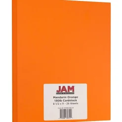 JAM Paper Card Stock<Extra Heavyweight 130 lb. Cardstock Paper, 8.5" x 11", Mandarin Orange, 25 Sheets/Pack (295831634)