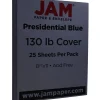 JAM Paper Card Stock<Extra Heavyweight 130 lb. Cardstock Paper, 8.5" x 11", Navy Blue, 25 Sheets/Pack (296131627)