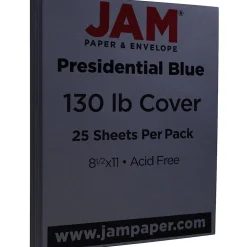 JAM Paper Card Stock<Extra Heavyweight 130 lb. Cardstock Paper, 8.5" x 11", Navy Blue, 25 Sheets/Pack (296131627)